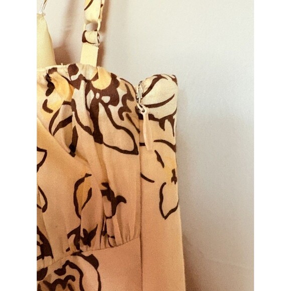LOFT Yellow Strapless Fit & Flare MIDI Floral Dress, Removable Straps SZ 4 Small - Picture 8 of 16